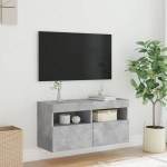 vidaXL Comodă TV de perete cu lumini LED, gri beton, 80x30x40 cm vidaXL Comodă TV de perete cu lumini LED, gri beton, 80x30x40 cm