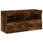vidaXL Comodă TV de perete cu lumini LED, stejar fumuriu, 80x30x40 cm