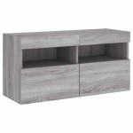 vidaXL Comodă TV de perete cu lumini LED, gri sonoma, 80x30x40 cm vidaXL Comodă TV de perete cu lumini LED, gri sonoma, 80x30x40 cm