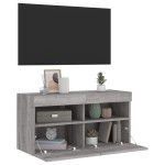 vidaXL Comodă TV de perete cu lumini LED, gri sonoma, 80x30x40 cm vidaXL Comodă TV de perete cu lumini LED, gri sonoma, 80x30x40 cm