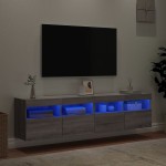 vidaXL Comodă TV de perete cu LED, 2 buc, gri sonoma, 80x30x40 cm