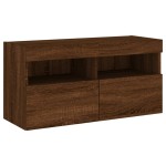 vidaXL Comodă TV de perete cu lumini LED, stejar maro, 80x30x40 cm vidaXL Comodă TV de perete cu lumini LED, stejar maro, 80x30x40 cm