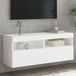 vidaXL Comodă TV de perete cu lumini LED, alb, 100x30x40 cm vidaXL Comodă TV de perete cu lumini LED, alb, 100x30x40 cm