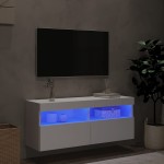 vidaXL Comodă TV de perete cu lumini LED, alb, 100x30x40 cm vidaXL Comodă TV de perete cu lumini LED, alb, 100x30x40 cm
