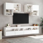 vidaXL Comodă TV de perete cu lumini LED, alb, 100x30x40 cm vidaXL Comodă TV de perete cu lumini LED, alb, 100x30x40 cm