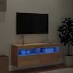 vidaXL Comodă TV de perete cu lumini LED, stejar sonoma, 100x30x40 cm