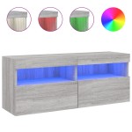 vidaXL Comodă TV de perete cu lumini LED, gri sonoma, 100x30x40 cm