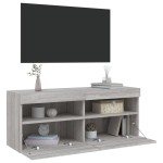 vidaXL Comodă TV de perete cu lumini LED, gri sonoma, 100x30x40 cm