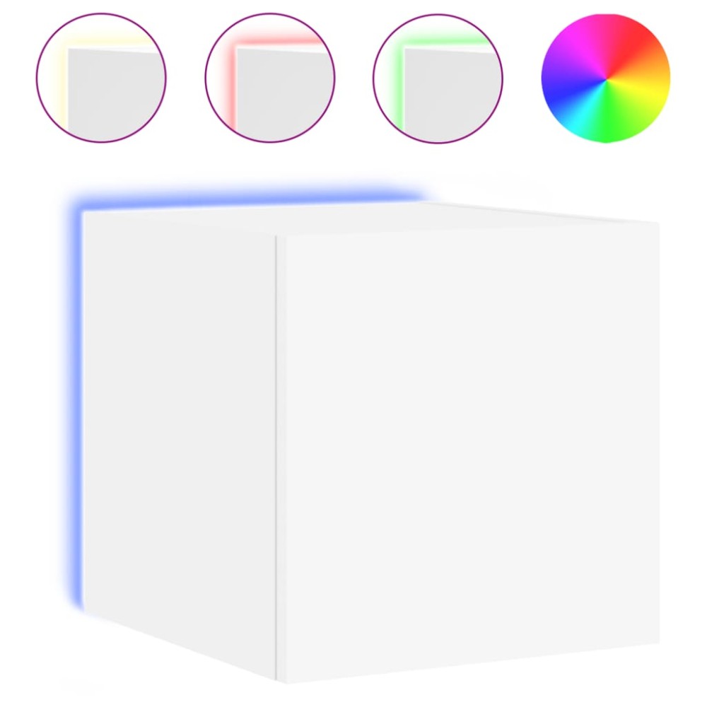 vidaXL Comodă TV de perete cu lumini LED, alb, 30,5x35x30 cm