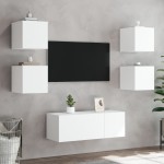 vidaXL Comodă TV de perete cu lumini LED, alb, 30,5x35x30 cm vidaXL Comodă TV de perete cu lumini LED, alb, 30,5x35x30 cm