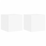 vidaXL Comode TV de perete cu lumini LED, 2 buc., alb, 30,5x35x30 cm