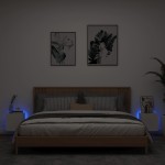 vidaXL Comode TV de perete cu lumini LED, 2 buc., alb, 30,5x35x30 cm