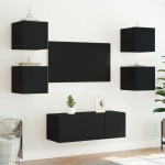 vidaXL Comode TV de perete cu lumini LED, 2 buc., negru, 30,5x35x30 cm