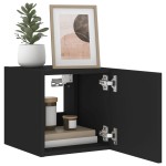 vidaXL Comode TV de perete cu lumini LED, 2 buc., negru, 30,5x35x30 cm