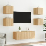 vidaXL Comodă TV de perete cu lumini LED, stejar sonoma, 30,5x35x30 cm vidaXL Comodă TV de perete cu lumini LED, stejar sonoma, 30,5x35x30 cm