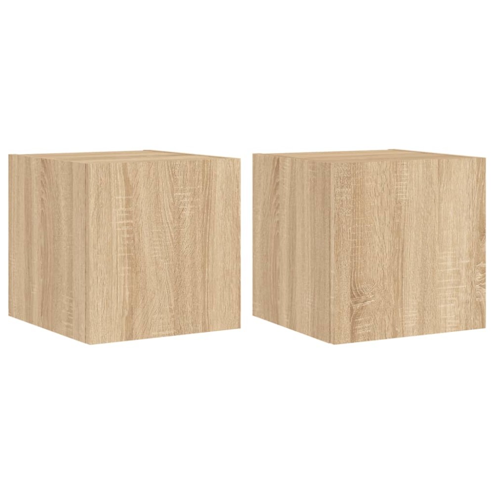vidaXL Comodă TV de perete cu LED, 2 buc. stejar sonoma, 30,5x35x30 cm
