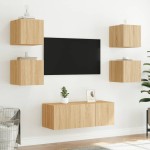 vidaXL Comodă TV de perete cu LED, 2 buc. stejar sonoma, 30,5x35x30 cm vidaXL Comodă TV de perete cu LED, 2 buc. stejar sonoma, 30,5x35x30 cm