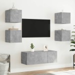 vidaXL Comodă TV de perete cu lumini LED, gri beton, 30,5x35x30 cm vidaXL Comodă TV de perete cu lumini LED, gri beton, 30,5x35x30 cm