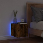 vidaXL Comodă TV de perete cu lumini LED, stejar fumuriu, 30,5x35x30cm vidaXL Comodă TV de perete cu lumini LED, stejar fumuriu, 30,5x35x30cm