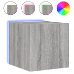 vidaXL Comodă TV de perete cu lumini LED, gri sonoma, 30,5x35x30 cm vidaXL Comodă TV de perete cu lumini LED, gri sonoma, 30,5x35x30 cm