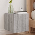 vidaXL Comodă TV de perete cu lumini LED, gri sonoma, 30,5x35x30 cm vidaXL Comodă TV de perete cu lumini LED, gri sonoma, 30,5x35x30 cm