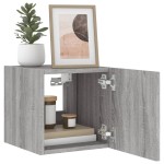 vidaXL Comodă TV de perete cu lumini LED, gri sonoma, 30,5x35x30 cm vidaXL Comodă TV de perete cu lumini LED, gri sonoma, 30,5x35x30 cm