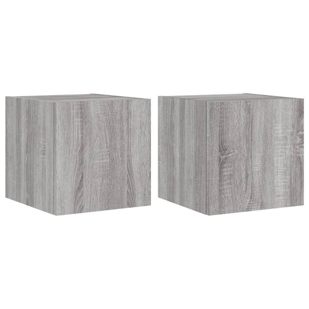 vidaXL Comode TV cu lumini LED, 2 buc., gri sonoma, 30,5x35x30 cm