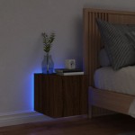 vidaXL Comodă TV de perete cu lumini LED, stejar maro, 30,5x35x30 cm vidaXL Comodă TV de perete cu lumini LED, stejar maro, 30,5x35x30 cm