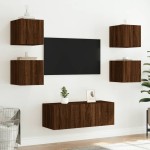 vidaXL Comodă TV de perete cu lumini LED, stejar maro, 30,5x35x30 cm vidaXL Comodă TV de perete cu lumini LED, stejar maro, 30,5x35x30 cm