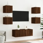 vidaXL Comodă TV de perete cu LED, 2 buc. stejar maro, 30,5x35x30 cm vidaXL Comodă TV de perete cu LED, 2 buc. stejar maro, 30,5x35x30 cm