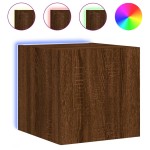 vidaXL Comodă TV de perete cu LED, 2 buc. stejar maro, 30,5x35x30 cm vidaXL Comodă TV de perete cu LED, 2 buc. stejar maro, 30,5x35x30 cm