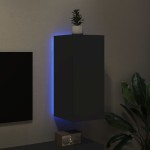 vidaXL Comodă TV de perete cu lumini LED, negru, 30,5x35x70 cm vidaXL Comodă TV de perete cu lumini LED, negru, 30,5x35x70 cm