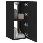 vidaXL Comode TV de perete cu lumini LED, 2 buc., negru, 30,5x35x70 cm