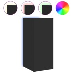 vidaXL Comode TV de perete cu lumini LED, 2 buc., negru, 30,5x35x70 cm