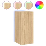 vidaXL Comodă TV de perete cu lumini LED, stejar sonoma, 30,5x35x70 cm vidaXL Comodă TV de perete cu lumini LED, stejar sonoma, 30,5x35x70 cm
