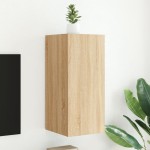 vidaXL Comodă TV de perete cu lumini LED, stejar sonoma, 30,5x35x70 cm vidaXL Comodă TV de perete cu lumini LED, stejar sonoma, 30,5x35x70 cm