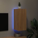 vidaXL Comodă TV de perete cu lumini LED, stejar sonoma, 30,5x35x70 cm vidaXL Comodă TV de perete cu lumini LED, stejar sonoma, 30,5x35x70 cm