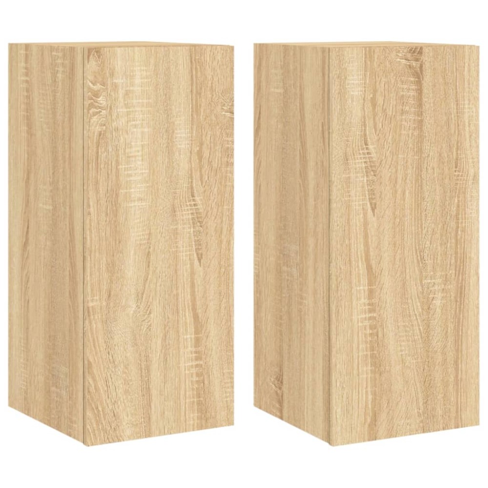 vidaXL Comodă TV de perete cu LED, 2 buc. stejar sonoma, 30,5x35x70 cm