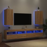 vidaXL Comodă TV de perete cu LED, 2 buc. stejar sonoma, 30,5x35x70 cm vidaXL Comodă TV de perete cu LED, 2 buc. stejar sonoma, 30,5x35x70 cm