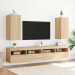 vidaXL Comodă TV de perete cu LED, 2 buc. stejar sonoma, 30,5x35x70 cm vidaXL Comodă TV de perete cu LED, 2 buc. stejar sonoma, 30,5x35x70 cm