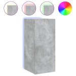 vidaXL Comodă TV de perete cu lumini LED, gri beton, 30,5x35x70 cm vidaXL Comodă TV de perete cu lumini LED, gri beton, 30,5x35x70 cm