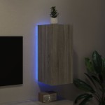 vidaXL Comodă TV de perete cu lumini LED, gri sonoma, 30,5x35x70 cm vidaXL Comodă TV de perete cu lumini LED, gri sonoma, 30,5x35x70 cm