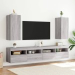 vidaXL Comodă TV de perete cu lumini LED, gri sonoma, 30,5x35x70 cm vidaXL Comodă TV de perete cu lumini LED, gri sonoma, 30,5x35x70 cm