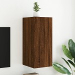 vidaXL Comodă TV de perete cu lumini LED, stejar maro, 30,5x35x70 cm vidaXL Comodă TV de perete cu lumini LED, stejar maro, 30,5x35x70 cm