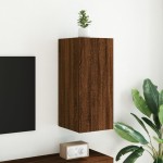 vidaXL Comodă TV de perete cu lumini LED, stejar maro, 30,5x35x70 cm vidaXL Comodă TV de perete cu lumini LED, stejar maro, 30,5x35x70 cm