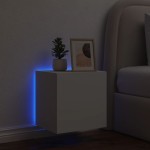 vidaXL Comodă TV de perete cu lumini LED, alb, 40,5x35x40 cm vidaXL Comodă TV de perete cu lumini LED, alb, 40,5x35x40 cm