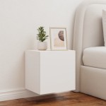 vidaXL Comodă TV de perete cu lumini LED, alb, 40,5x35x40 cm vidaXL Comodă TV de perete cu lumini LED, alb, 40,5x35x40 cm