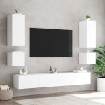 vidaXL Comodă TV de perete cu lumini LED, alb, 40,5x35x40 cm vidaXL Comodă TV de perete cu lumini LED, alb, 40,5x35x40 cm