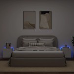 vidaXL Comode TV de perete cu lumini LED, 2 buc., alb, 40,5x35x40 cm