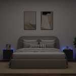 vidaXL Comode TV de perete cu lumini LED, 2 buc., negru, 40,5x35x40 cm